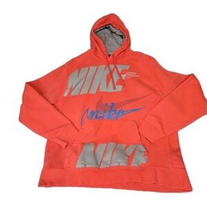 Nike Evolution of the Swoosh Sunburst Hoodie XL Orange Multi Logo Grid Script